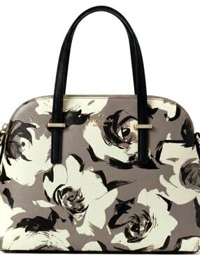 Kate Spade Rose Print Maise Satchel Floral Bag Neutral Palette